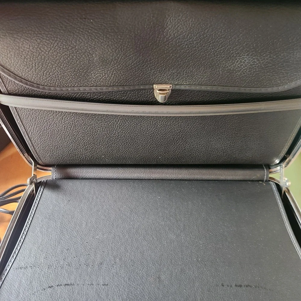 VTG American Tourister Dark‎ Gray Briefcase Attache Hard Shell Luggage No Key
